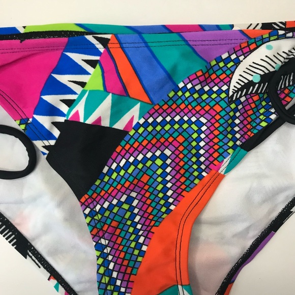 Island Soul Retro 80’s Print Bikini Bottoms Size L - Picture 2 of 5